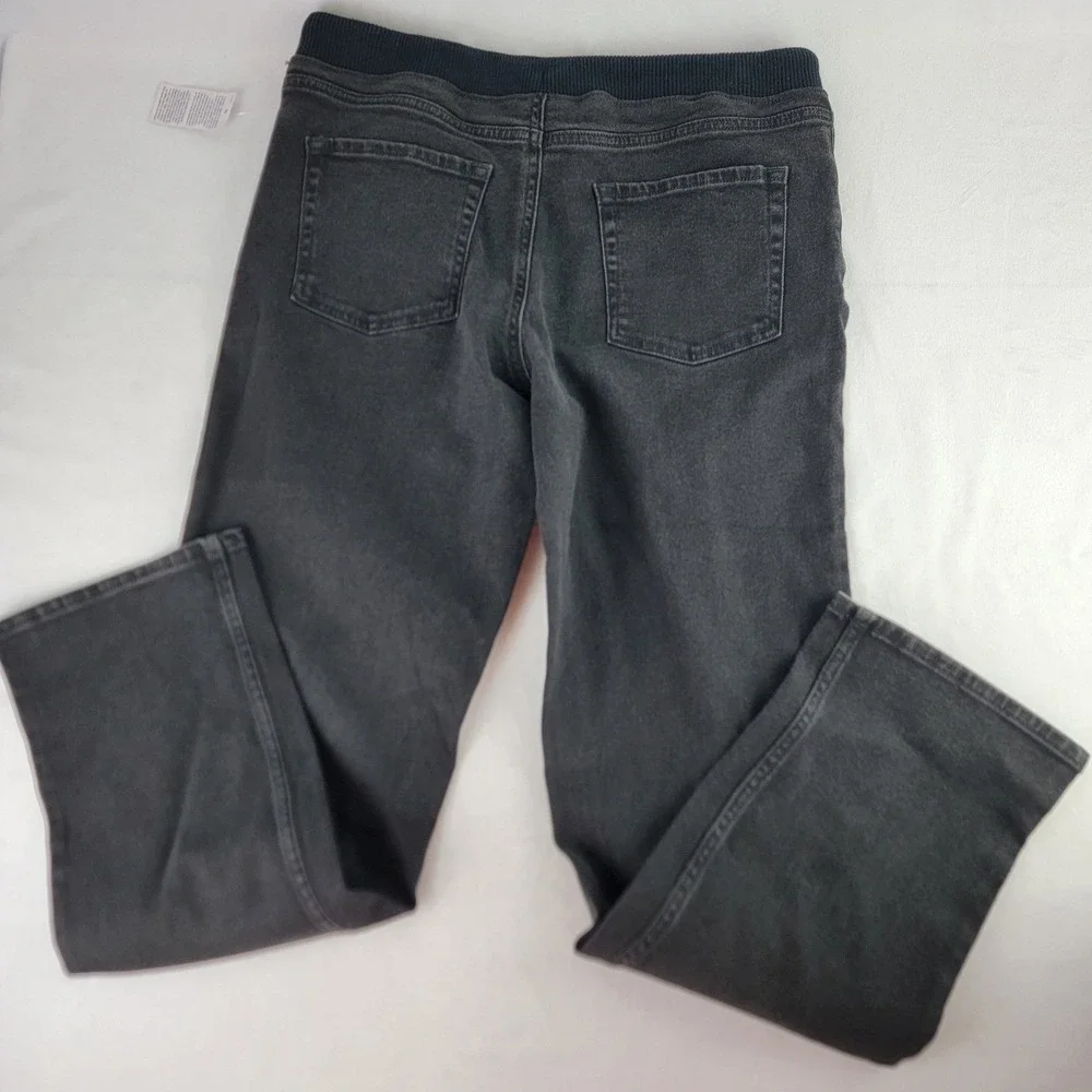 Lands End Boys Jogger Jeans XL 14 16 Dark Wash Comfort Waist Stretch Black Denim